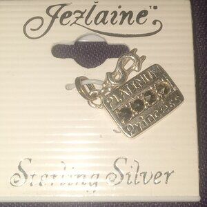 Vintage jezlaine 925 sterling silver charm platinum princess